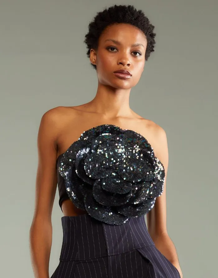 Cynthia Rowley Sequin Flower Bandeau Women Party Shop