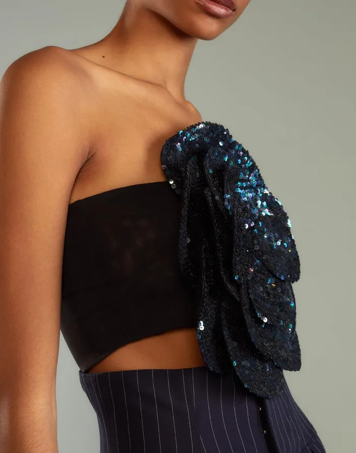 Cynthia Rowley Sequin Flower Bandeau Women Party Shop
