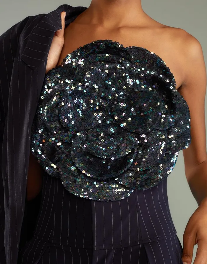 Cynthia Rowley Sequin Flower Bandeau Women Party Shop