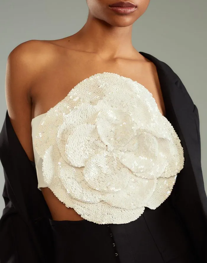 Cynthia Rowley Sequin Flower Bandeau Women Party Shop
