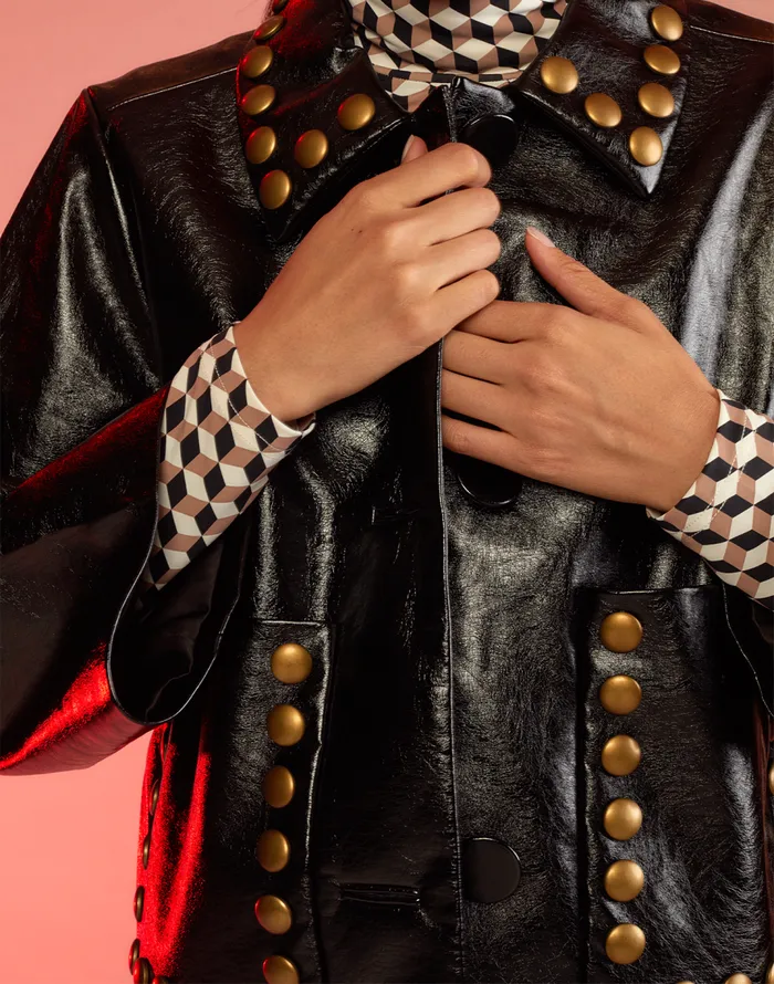 Cynthia Rowley Studded Vegan Leather Jacket Women Jackets and Coats