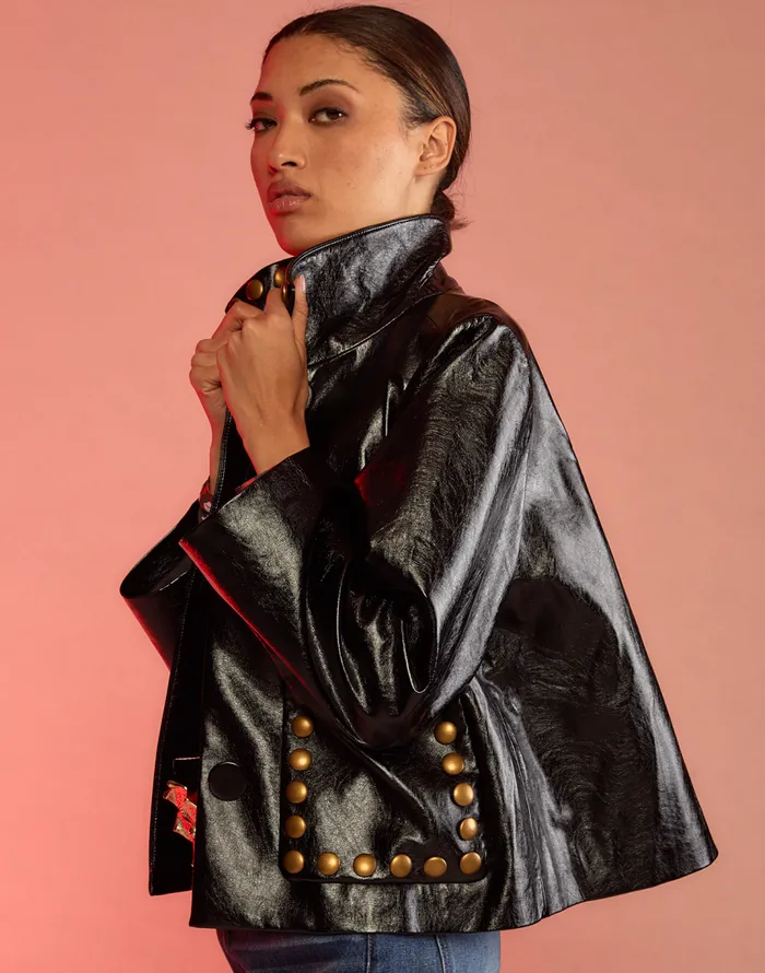 Cynthia Rowley Studded Vegan Leather Jacket Women Jackets and Coats