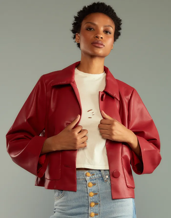 Cynthia Rowley Vegan Leather Jacket Women Jackets and Coats Cynthia Rowley Vegan Leather Jacket Women Jackets and Coats