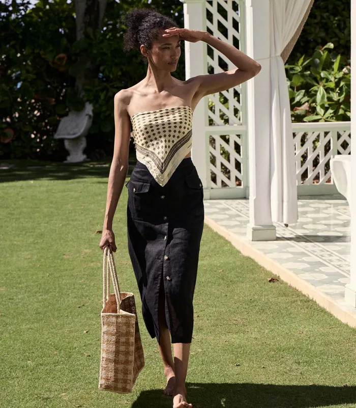 DEN Bags Women Grande Mathilde Bag Mustard Gingham Raffia