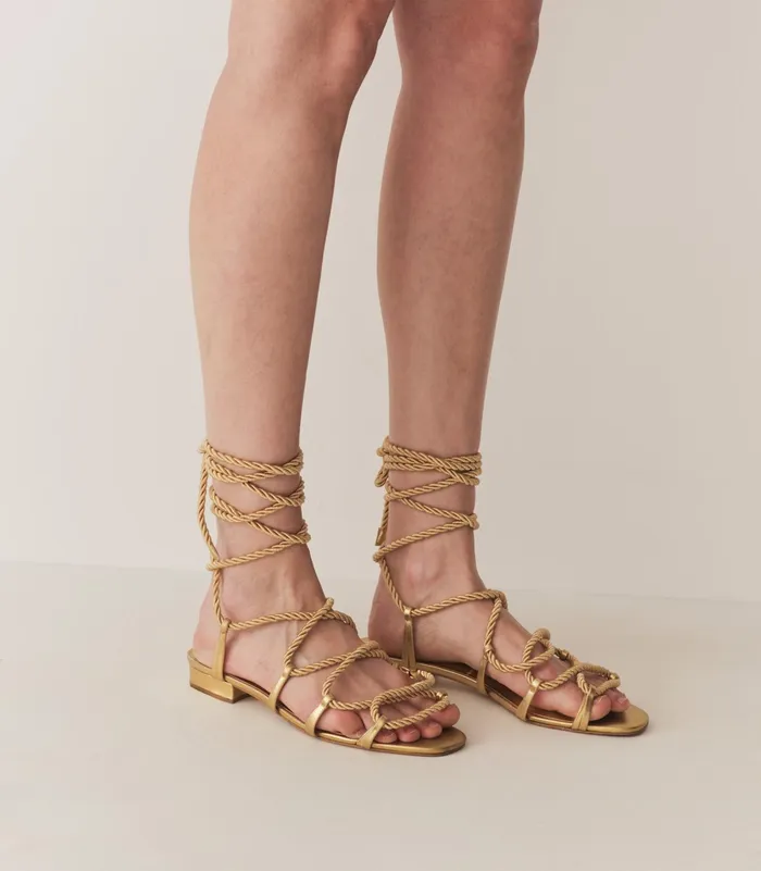 DEN Shoes Women Castille Gladiator Sandal Gold Metallic
