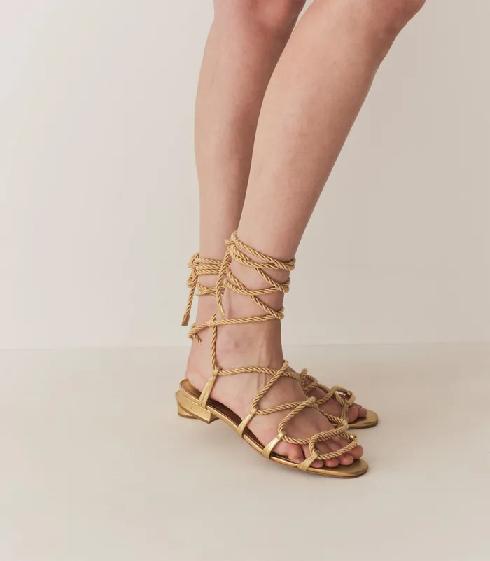 DEN Shoes Women Castille Gladiator Sandal Gold Metallic