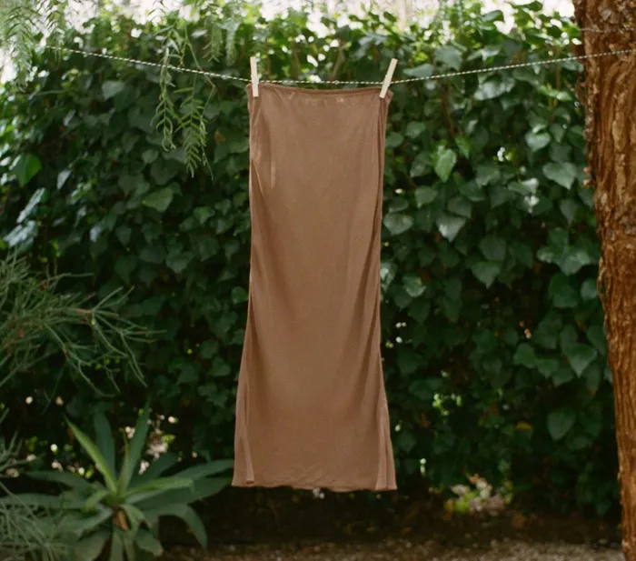 DEN Slips Women Knee Length Skirt Slip Carob