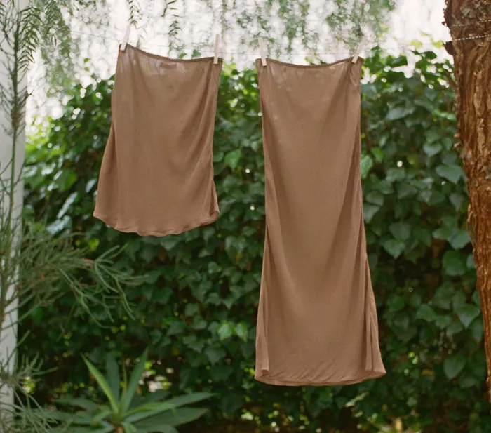 DEN Slips Women Knee Length Skirt Slip Carob