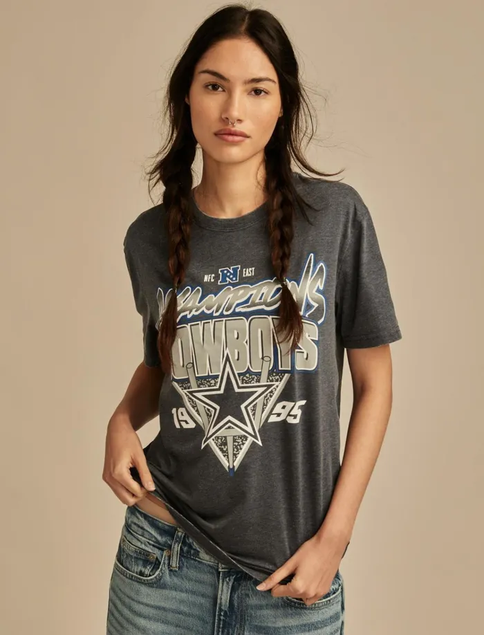 Dallas Cowboys Graphic Tee 437 Navy Women Lucky Brand Graphic Tees