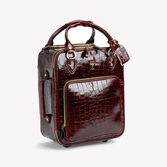 Designer Cabin Case Deep Shine Amazon Brown Croc WomenMen Aspinal Of London Luggage and Travel Bags