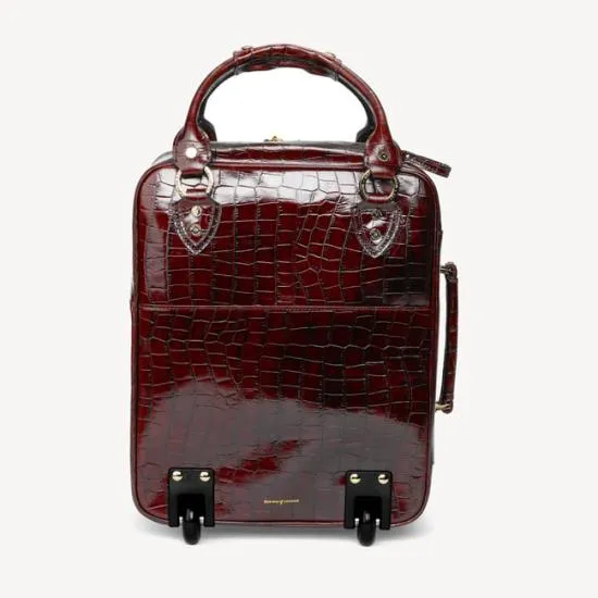 Designer Cabin Case Deep Shine Amazon Brown Croc WomenMen Aspinal Of London Luggage and Travel Bags