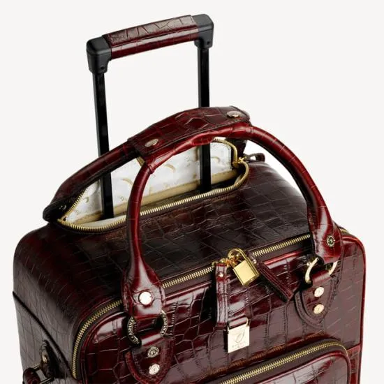 Designer Cabin Case Deep Shine Amazon Brown Croc WomenMen Aspinal Of London Luggage and Travel Bags