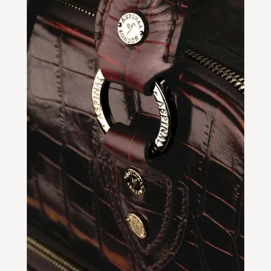 Designer Cabin Case Deep Shine Amazon Brown Croc WomenMen Aspinal Of London Luggage and Travel Bags