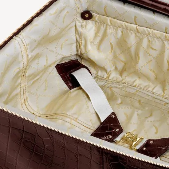 Designer Cabin Case Deep Shine Amazon Brown Croc WomenMen Aspinal Of London Luggage and Travel Bags