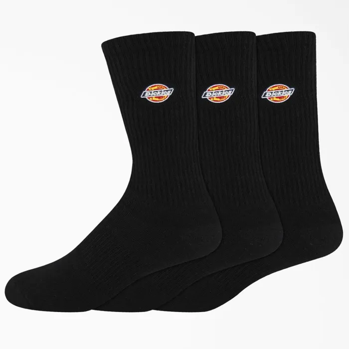 Dickies Embroidered Crew Socks Size 612 3Pack Black Black bk Women Dickies Socks