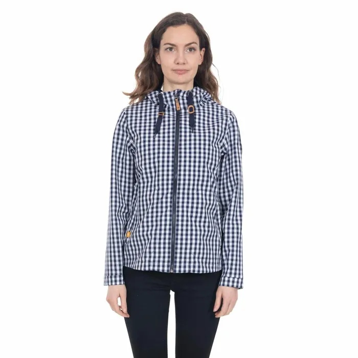 Dignity Printed Waterproof Jacket Navy Gingham Women Trespass Casual Jackets