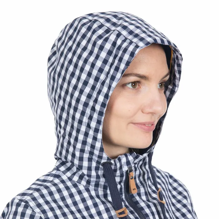 Dignity Printed Waterproof Jacket Navy Gingham Women Trespass Casual Jackets