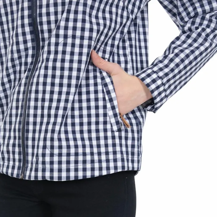 Dignity Printed Waterproof Jacket Navy Gingham Women Trespass Casual Jackets