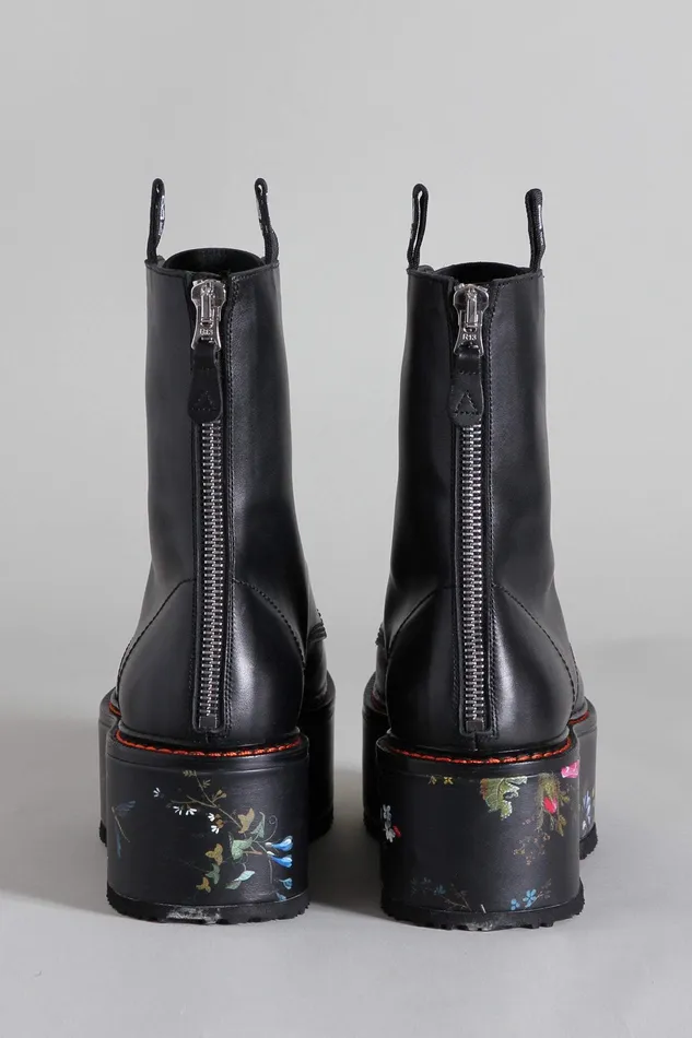 Double Stack Boot 8211 Black With Floral Platform Boots R13 Women Double Stack Boot 8211 Black With Floral Platform Boots R13 Women
