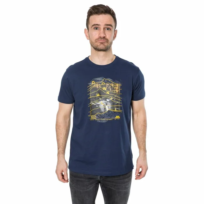 Downhill Printed Casual TShirt Navy Men Trespass TShirts