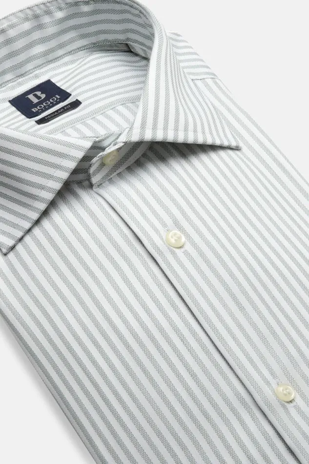 Dress Shirts Men Boggi Milano Regular Fit Green Striped Cotton Dobby Shirt Green Dress Shirts Men Boggi Milano Regular Fit Green Striped Cotton Dobby Shirt Green