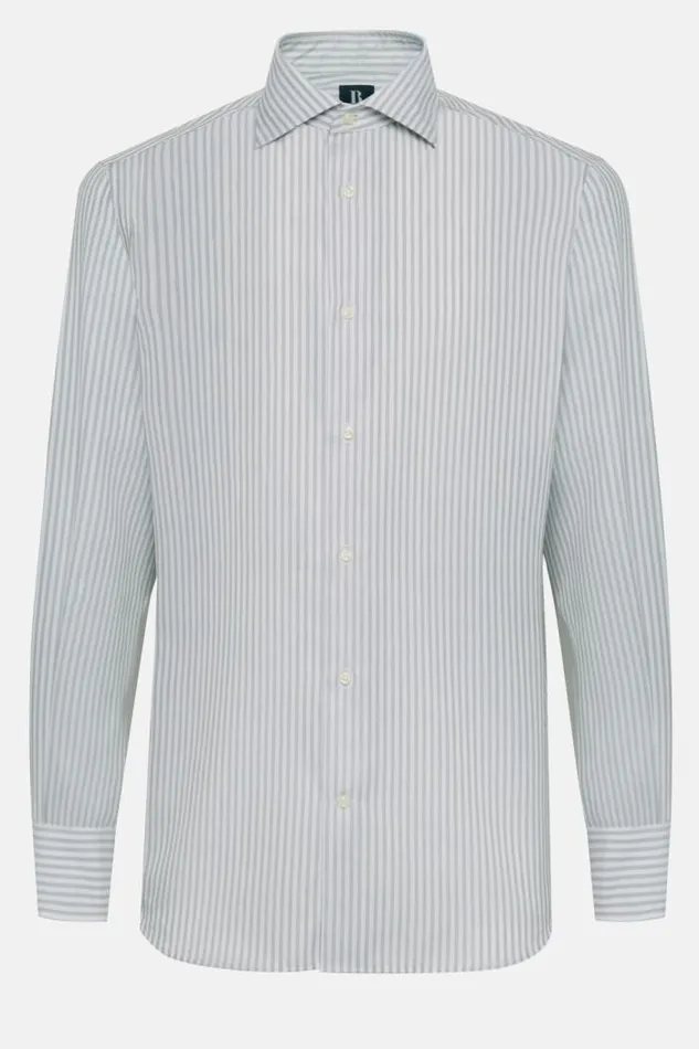 Dress Shirts Men Boggi Milano Regular Fit Green Striped Cotton Dobby Shirt Green Dress Shirts Men Boggi Milano Regular Fit Green Striped Cotton Dobby Shirt Green