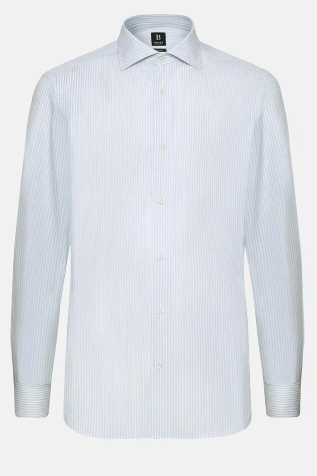 Dress Shirts Men Boggi Milano Regular Fit Sky Blue Striped Cotton Shirt Light Blu