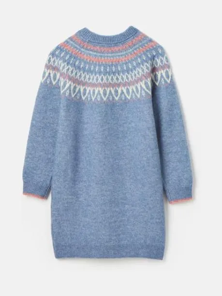 Dresses Girls Joules Blue and Pink Fair Isle Jumper Dress