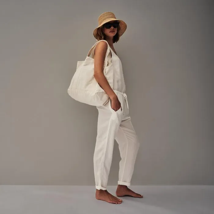 DressesJumpsuits Women James Perse Sleeveless Linen Blend Jumpsuit Everest White Pigment
