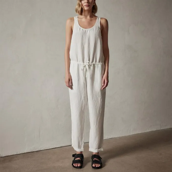 DressesJumpsuits Women James Perse Sleeveless Linen Blend Jumpsuit Everest White Pigment