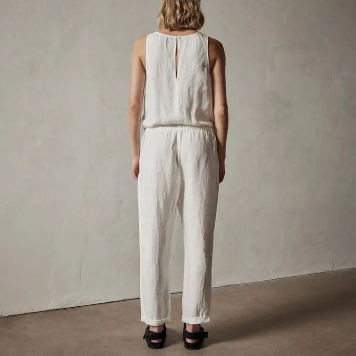 DressesJumpsuits Women James Perse Sleeveless Linen Blend Jumpsuit Everest White Pigment