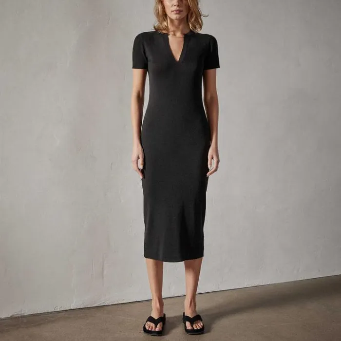 DressesJumpsuits Women James Perse Split Front Knit Dress Black