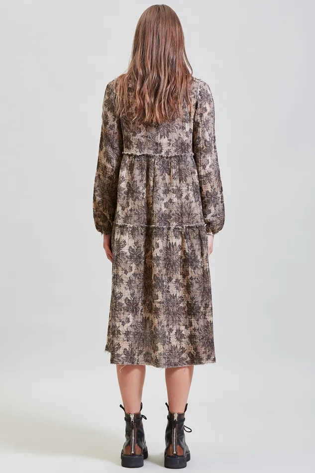 Dresses R13 Women Long Sleeve Shredded Relaxed Midi 8211 Grey Lace