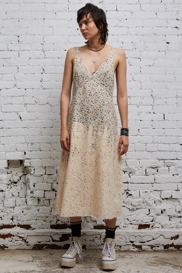 Dresses Women R13 Grunge Slip 8211 Dip Bleached Beige Floral