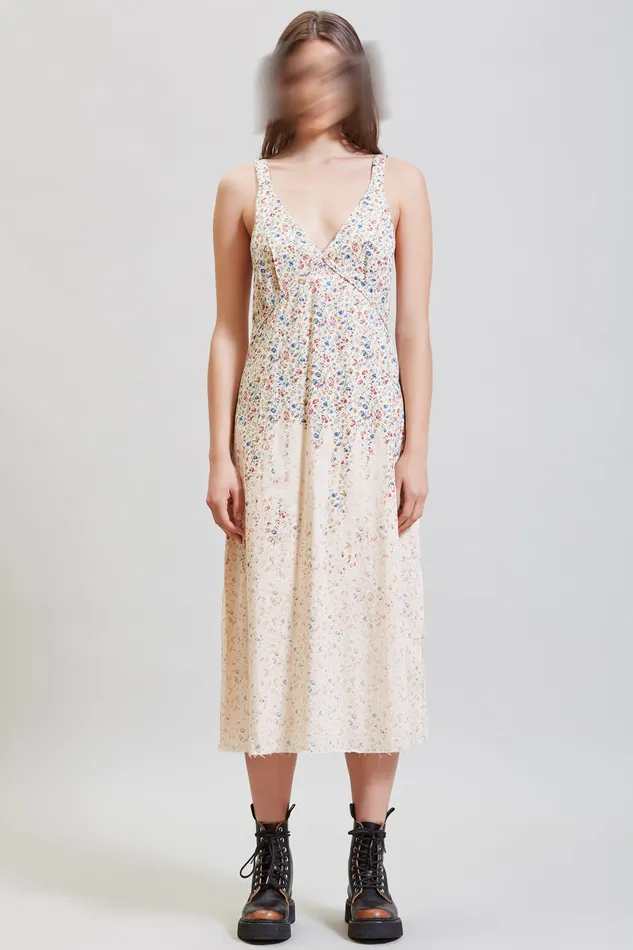 Dresses Women R13 Grunge Slip 8211 Dip Bleached Beige Floral