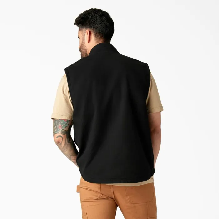 Duck Canvas High Pile Fleece Lined Vest Rinsed Black Rinsed Black rbkx Men Dickies Vests