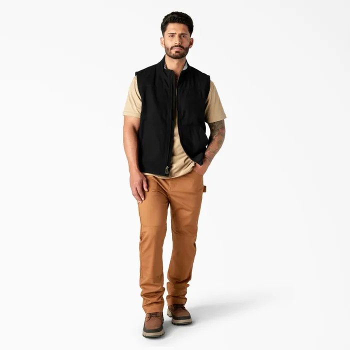 Duck Canvas High Pile Fleece Lined Vest Rinsed Black Rinsed Black rbkx Men Dickies Vests