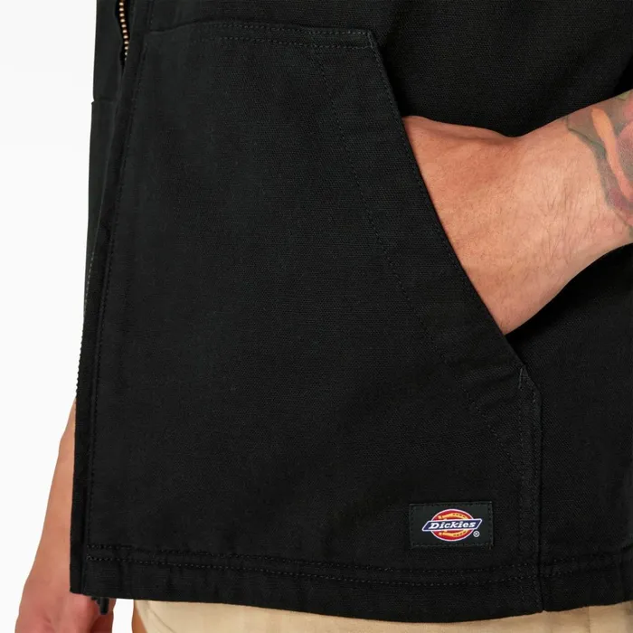 Duck Canvas High Pile Fleece Lined Vest Rinsed Black Rinsed Black rbkx Men Dickies Vests
