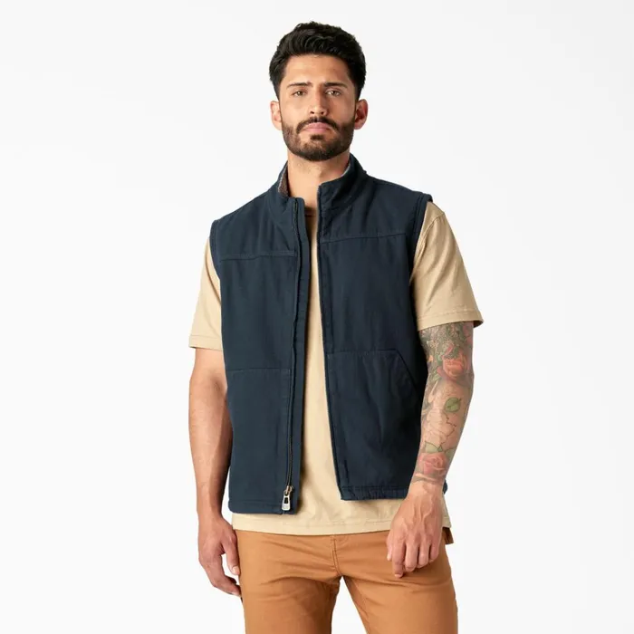 Duck Canvas High Pile Fleece Lined Vest Rinsed Dark Navy Rinsed Dark Navy rdn Men Dickies Vests Duck Canvas High Pile Fleece Lined Vest Rinsed Dark Navy Rinsed Dark Navy rdn Men Dickies Vests
