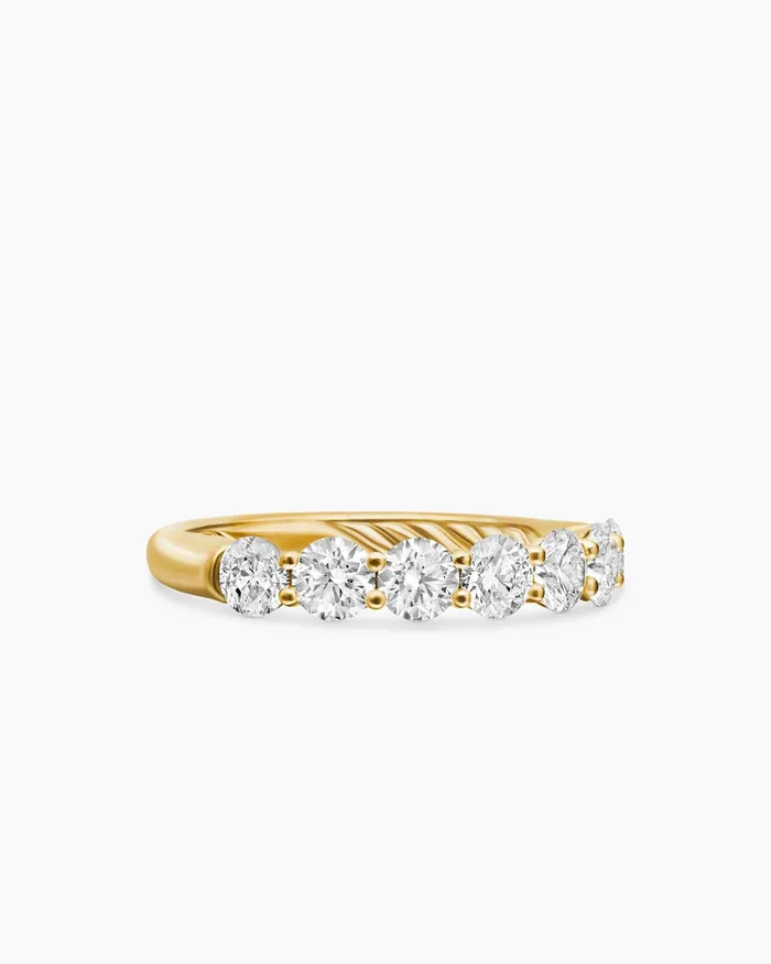 DY Eden Partway Band Ring In 18K Yellow Gold With Diamonds 25mm Women David Yurman Band DY Eden Partway Band Ring In 18K Yellow Gold With Diamonds 25mm Women David Yurman Band