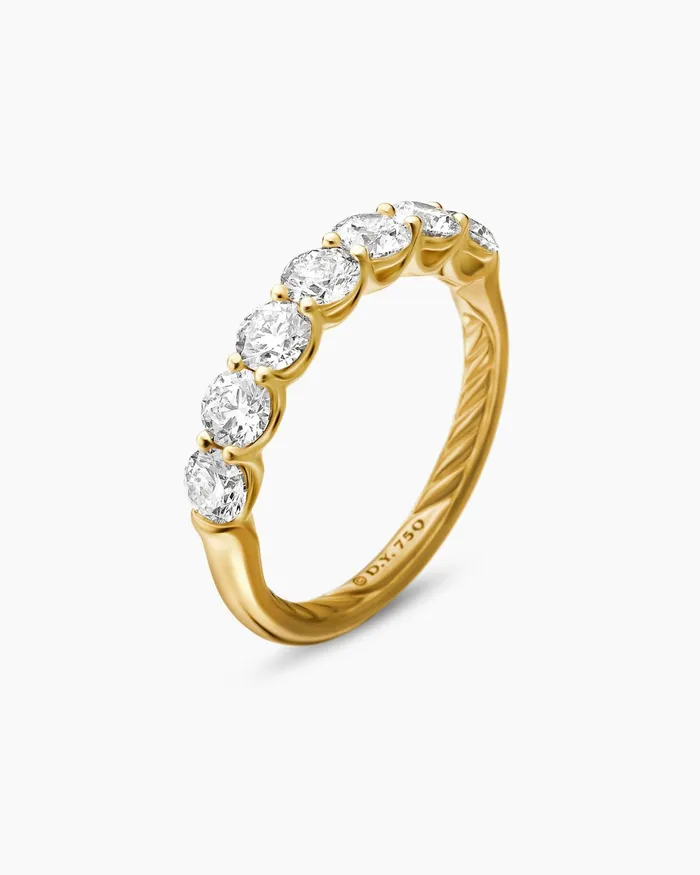 DY Eden Partway Band Ring In 18K Yellow Gold With Diamonds 25mm Women David Yurman Band DY Eden Partway Band Ring In 18K Yellow Gold With Diamonds 25mm Women David Yurman Band