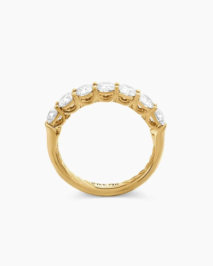 DY Eden Partway Band Ring In 18K Yellow Gold With Diamonds 25mm Women David Yurman Band DY Eden Partway Band Ring In 18K Yellow Gold With Diamonds 25mm Women David Yurman Band