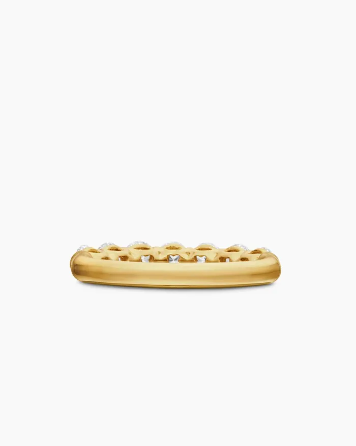DY Eden Partway Band Ring In 18K Yellow Gold With Diamonds 25mm Women David Yurman Band DY Eden Partway Band Ring In 18K Yellow Gold With Diamonds 25mm Women David Yurman Band