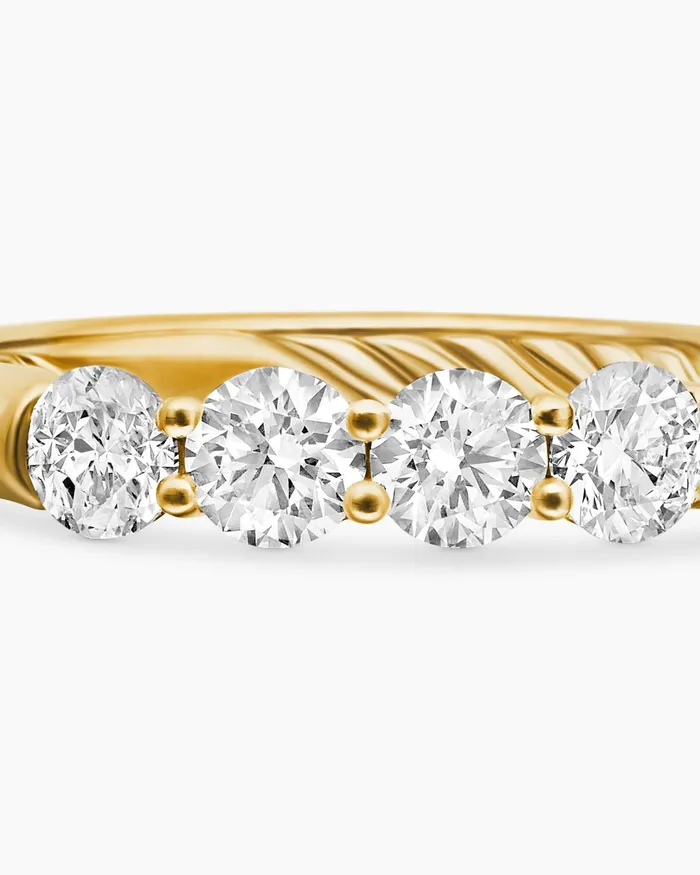 DY Eden Partway Band Ring In 18K Yellow Gold With Diamonds 25mm Women David Yurman Band DY Eden Partway Band Ring In 18K Yellow Gold With Diamonds 25mm Women David Yurman Band