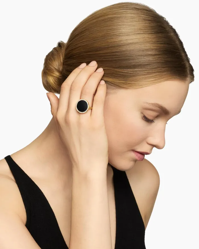 DY Elements Ring In 18K Yellow Gold With Diamonds 21mm Women David Yurman Statement DY Elements Ring In 18K Yellow Gold With Diamonds 21mm Women David Yurman Statement