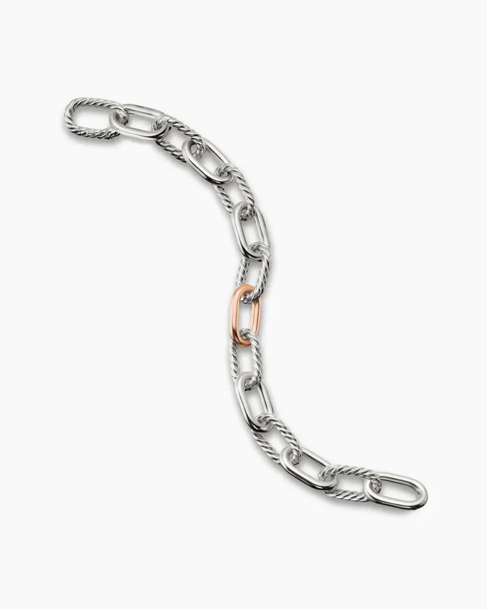 DY Madison Chain Bracelet In Sterling Silver With 18K Rose Gold 11mm Women David Yurman Chain DY Madison Chain Bracelet In Sterling Silver With 18K Rose Gold 11mm Women David Yurman Chain