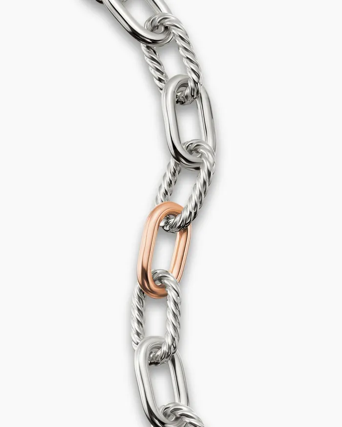 DY Madison Chain Bracelet In Sterling Silver With 18K Rose Gold 11mm Women David Yurman Chain DY Madison Chain Bracelet In Sterling Silver With 18K Rose Gold 11mm Women David Yurman Chain