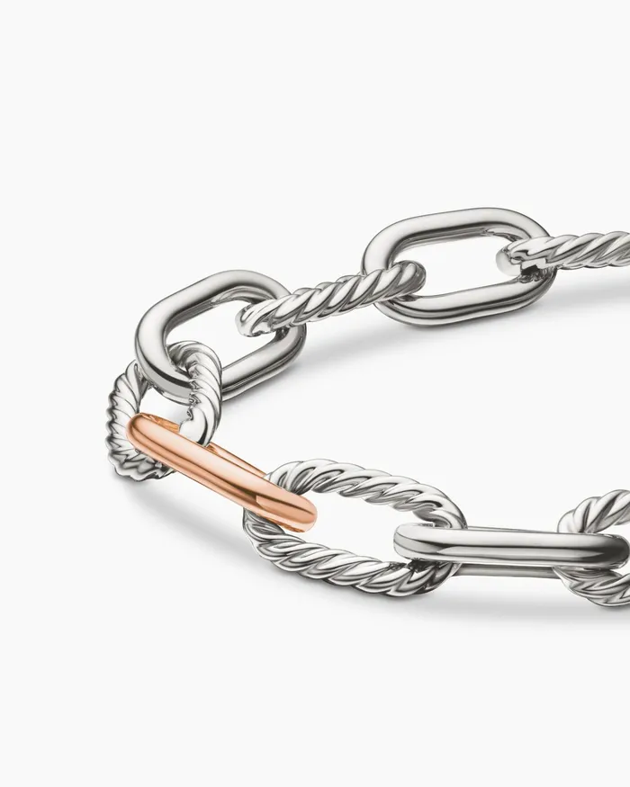 DY Madison Chain Bracelet In Sterling Silver With 18K Rose Gold 11mm Women David Yurman Chain DY Madison Chain Bracelet In Sterling Silver With 18K Rose Gold 11mm Women David Yurman Chain