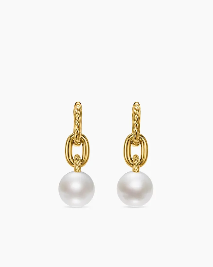 DY Madison Pearl Drop Earrings In 18K Yellow Gold 32mm Women David Yurman Drop