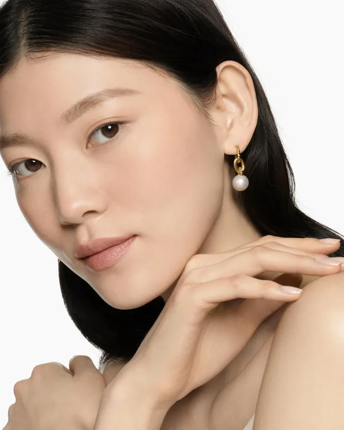DY Madison Pearl Drop Earrings In 18K Yellow Gold 32mm Women David Yurman Drop DY Madison Pearl Drop Earrings In 18K Yellow Gold 32mm Women David Yurman Drop